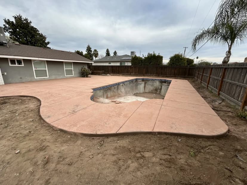 Pool deck with visible water