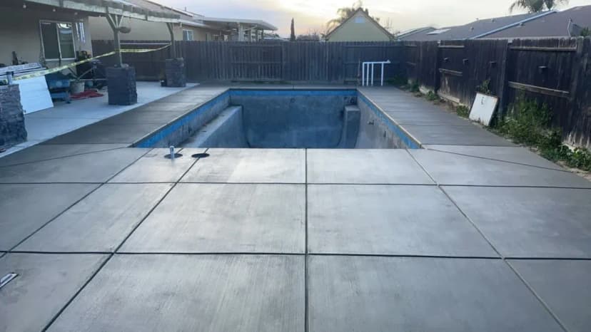 Pool under construction with concrete deck