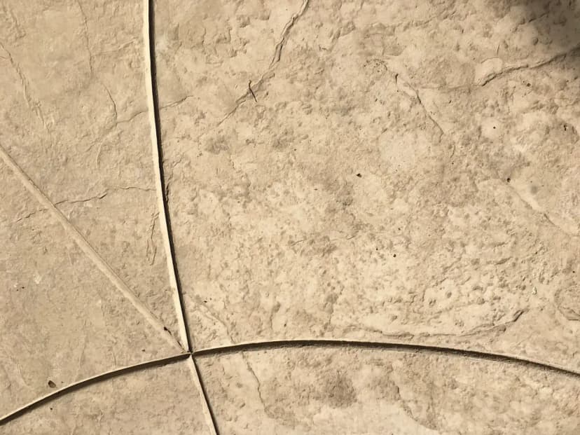 Close-up of concrete pad with decorative joint details
