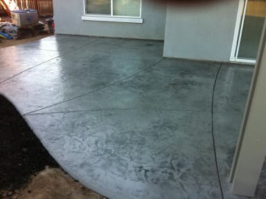 Stamped concrete patio and outdoor living area