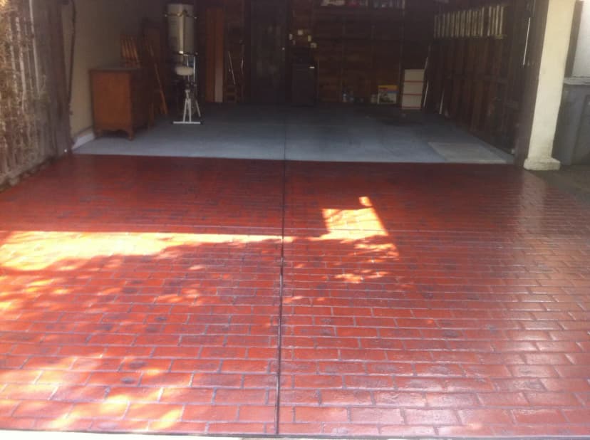 Red brick pattern stamped concrete finish