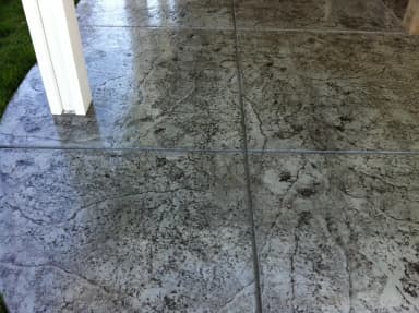 Colored concrete patio pad in progress