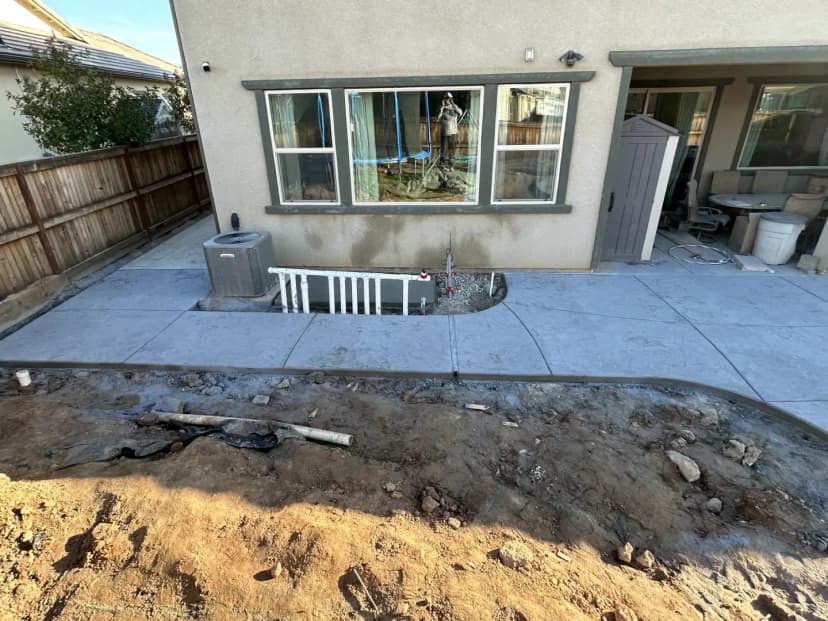 Concrete patio pad for front entry area