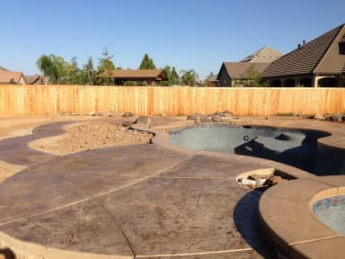 Pool under construction with concrete deck