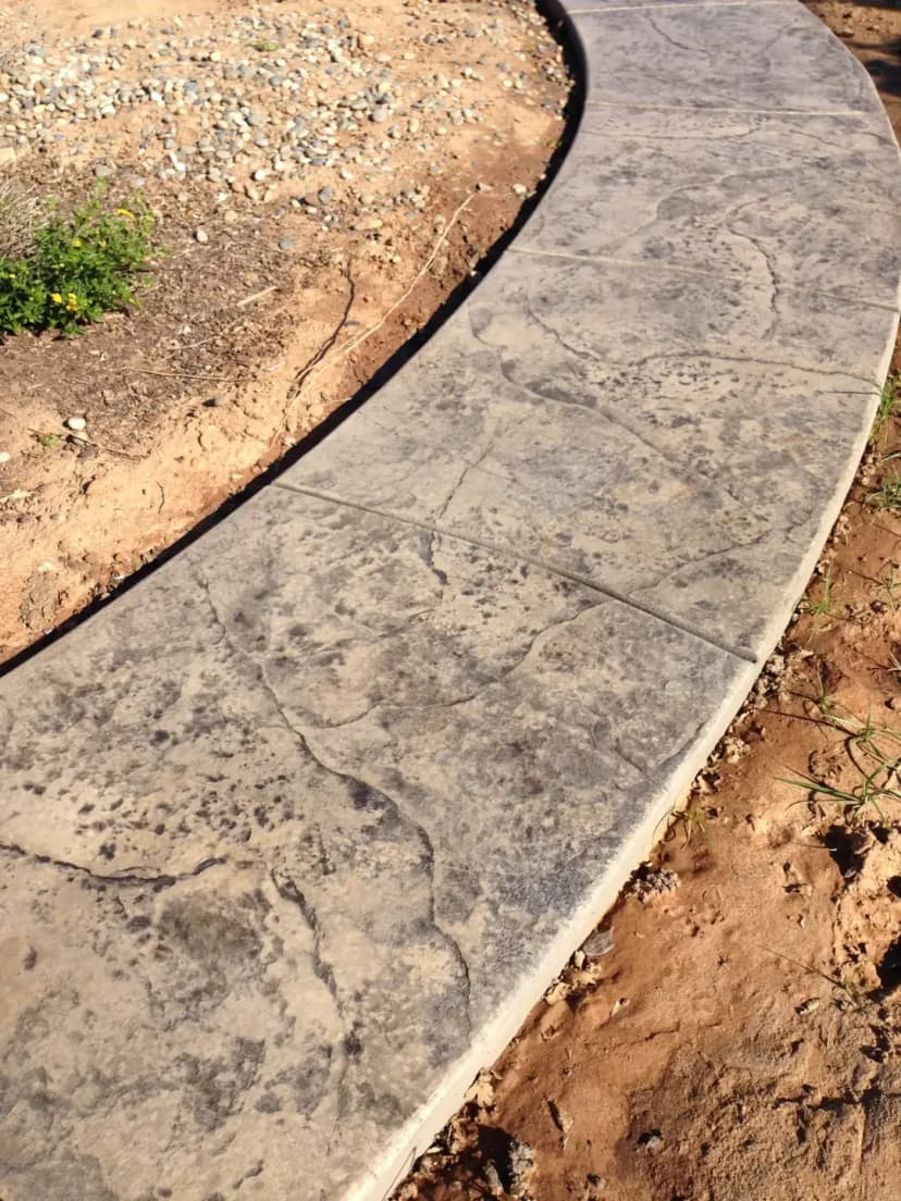 Sidewalk entry with stamped concrete